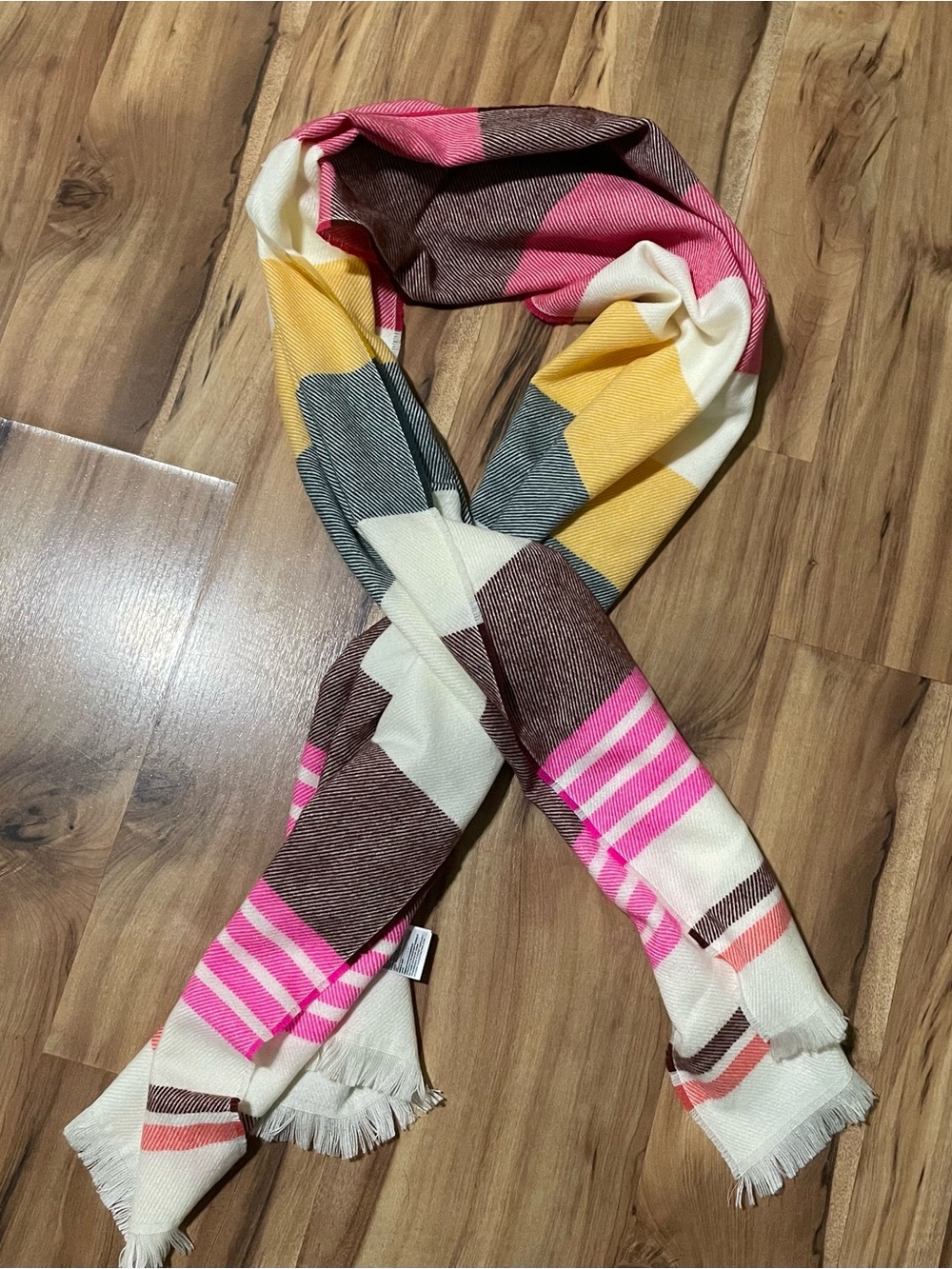 NWT Gap Geometric Colorblock Stripe Oversized Blanket Scarf- Fringe OS